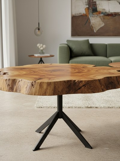 Round wood slabs